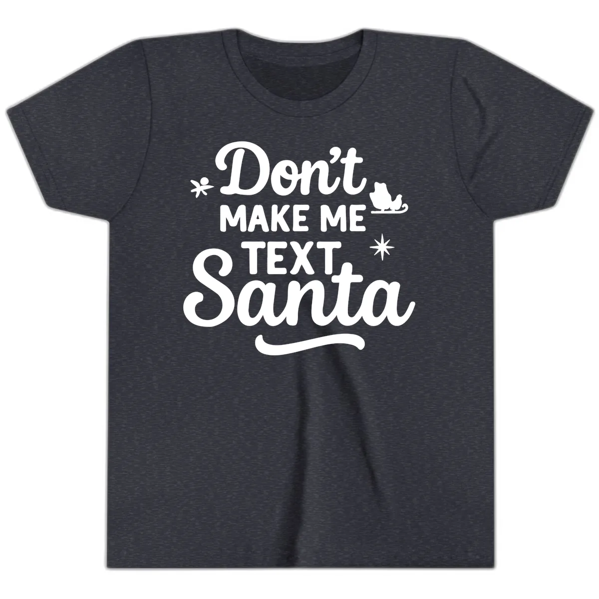 Don't Make Me Text Santa Claus Youth T-Shirt in Heather Navy