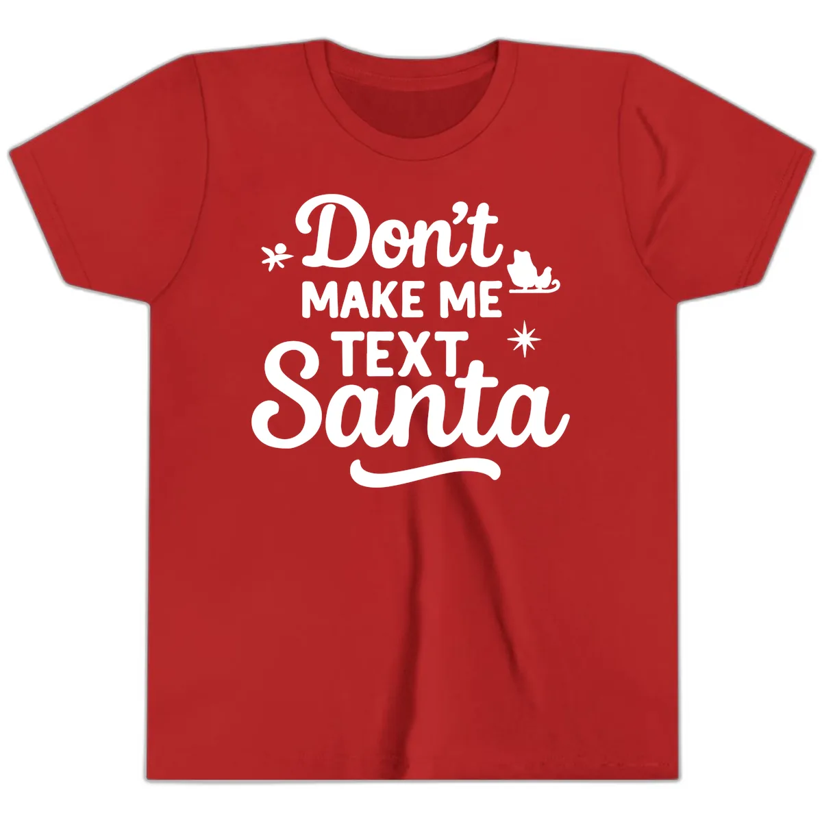 Don't Make Me Text Santa Claus Youth T-Shirt in Red
