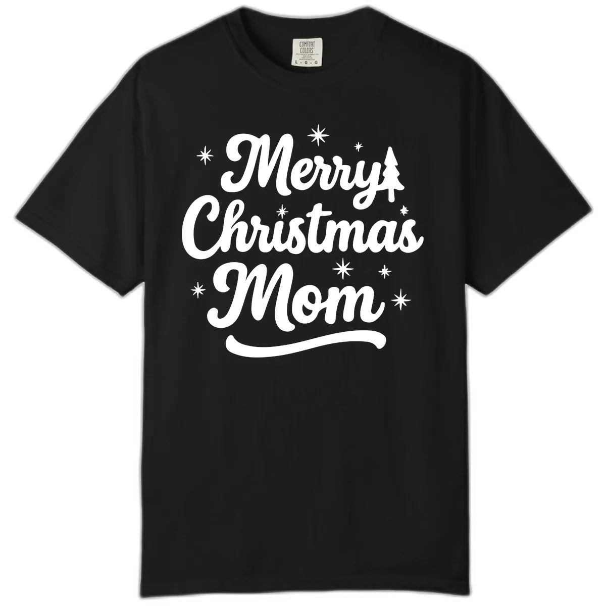 Merry Christmas Mom Script Design Comfort Color in Black