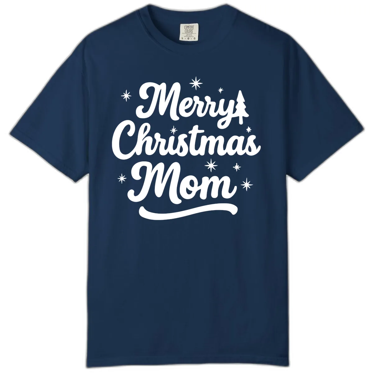 Merry Christmas Mom Script Design Comfort Color in Navy
