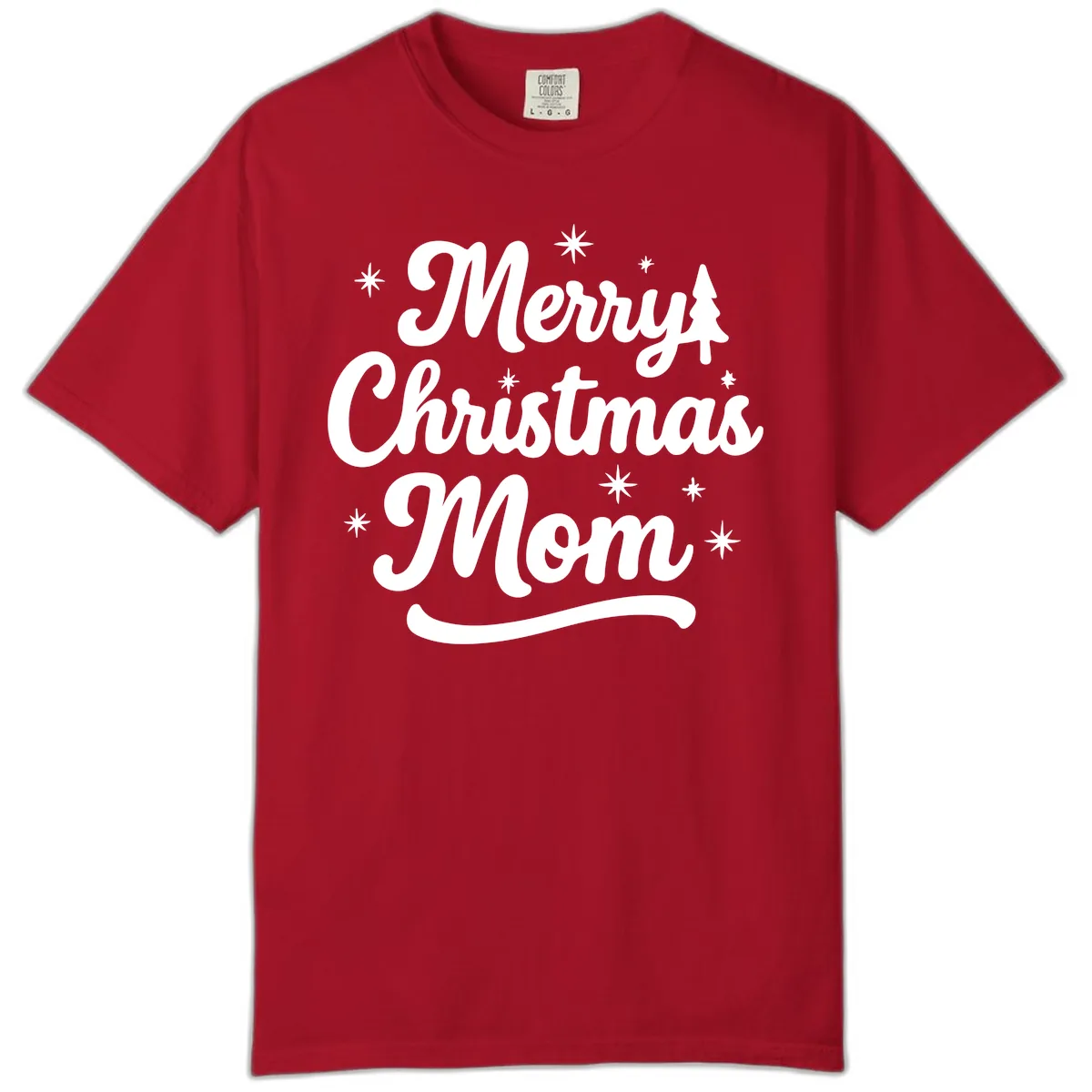 Merry Christmas Mom Script Design Comfort Color in Red
