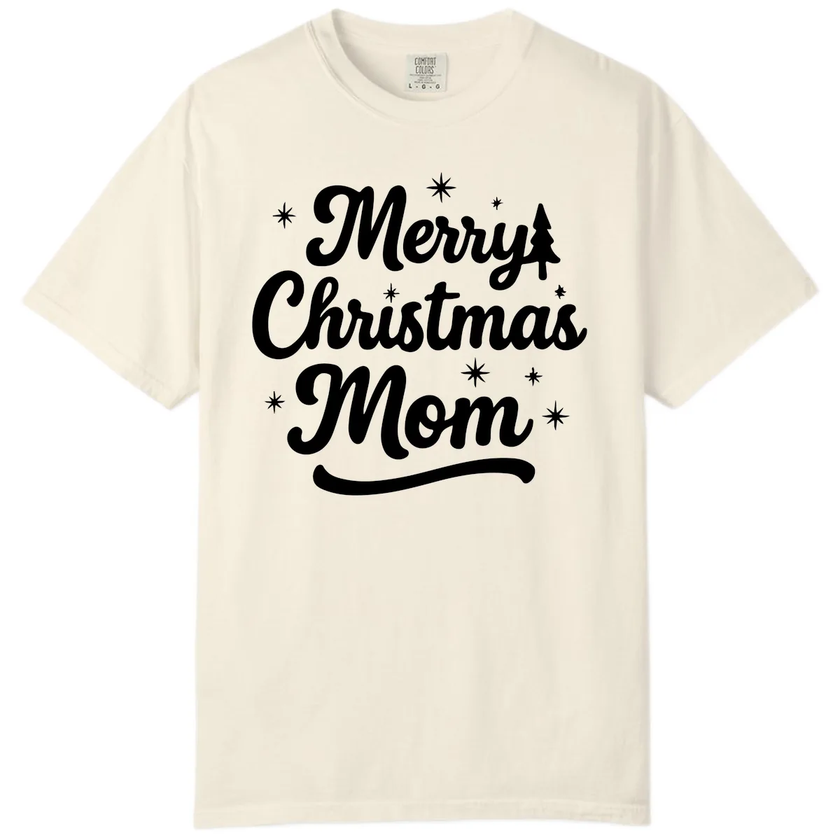 Merry Christmas Mom Script Design Comfort Color in Ivory