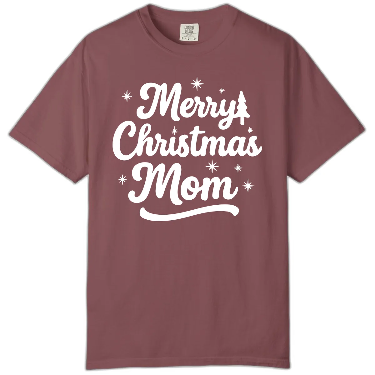Merry Christmas Mom Script Design Comfort Color in Brick