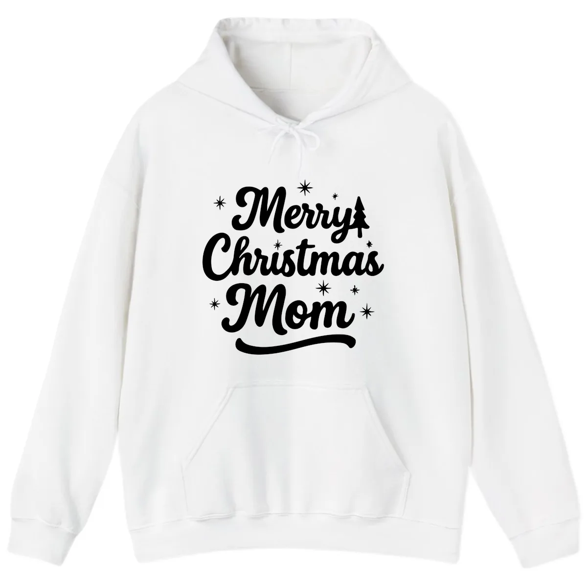 Merry Christmas Mom Script Design Hoodie in White