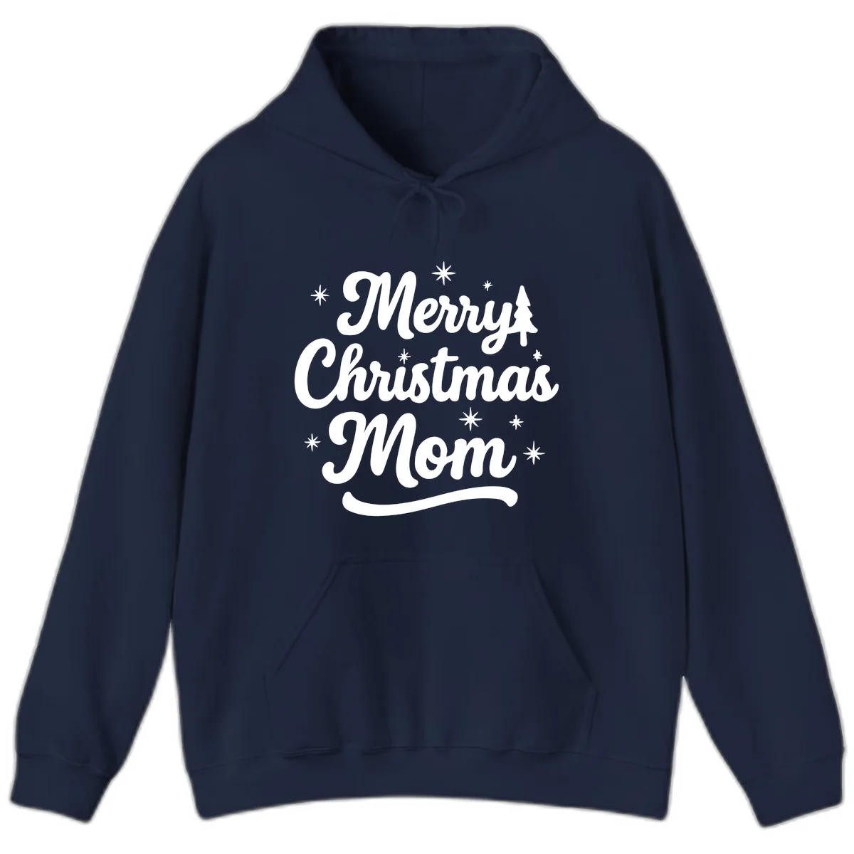 Merry Christmas Mom Script Design Hoodie in Navy
