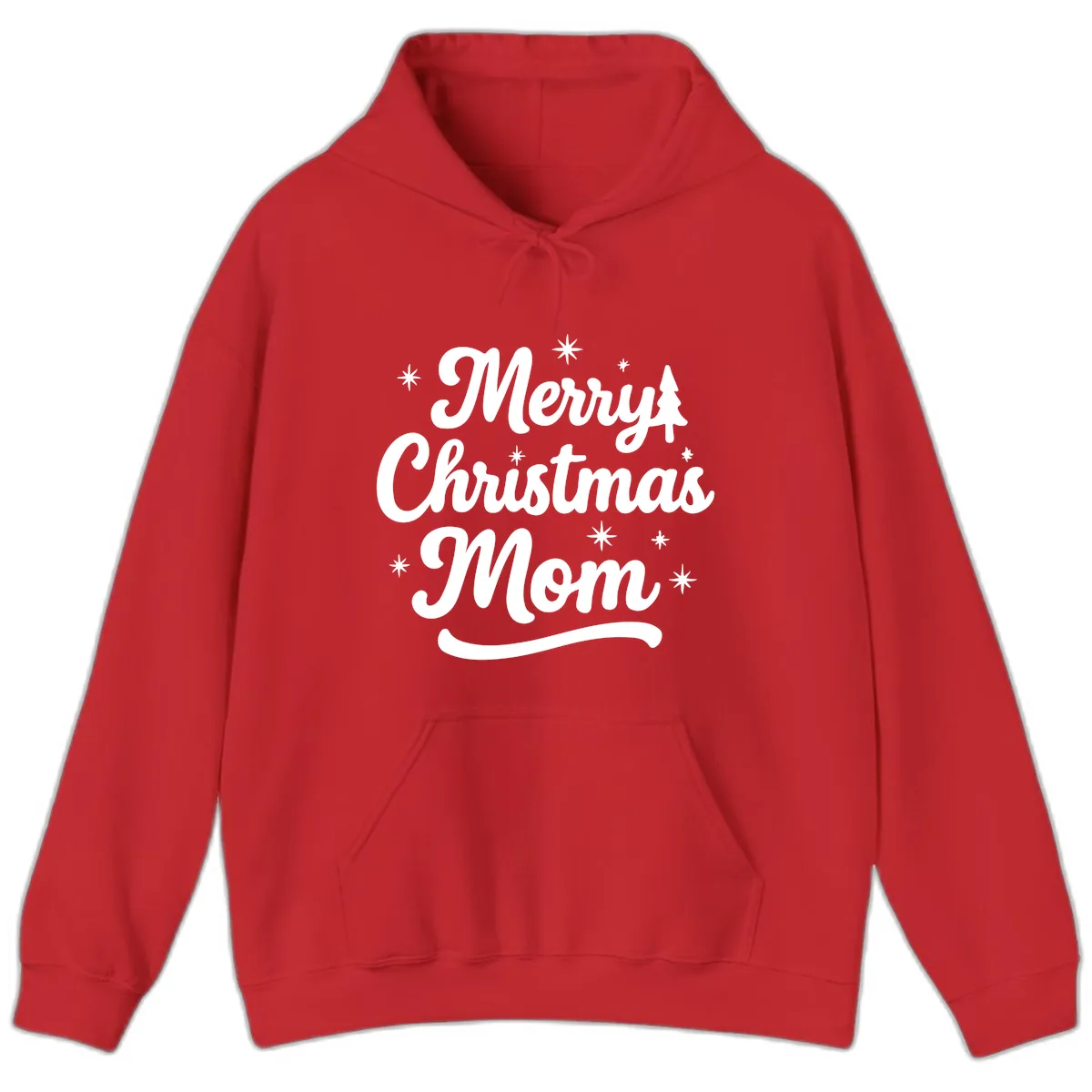 Merry Christmas Mom Script Design Hoodie in Red