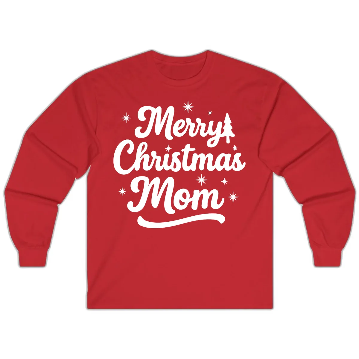 Merry Christmas Mom Script Design Long Sleeve in Red