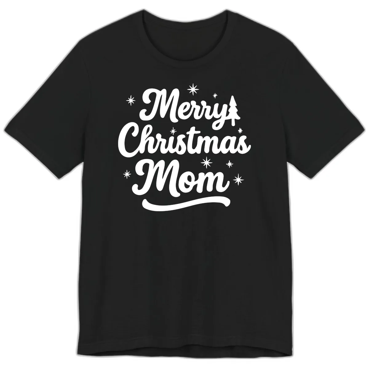 Merry Christmas Mom Script Design Premium T-Shirt in Black