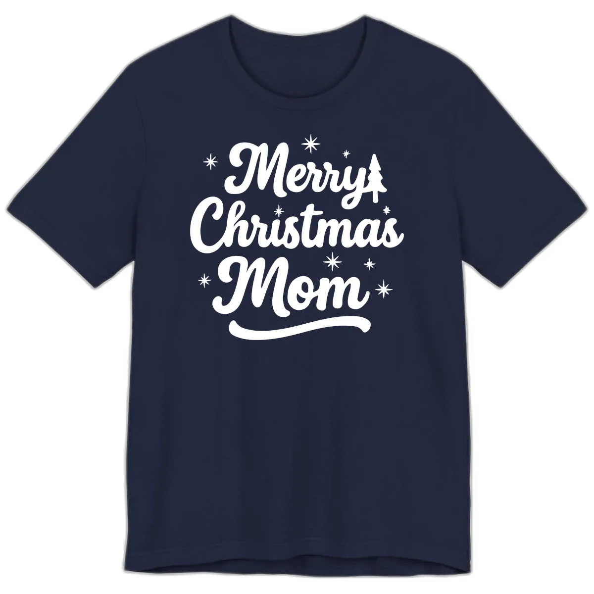 Merry Christmas Mom Script Design Premium T-Shirt in Navy