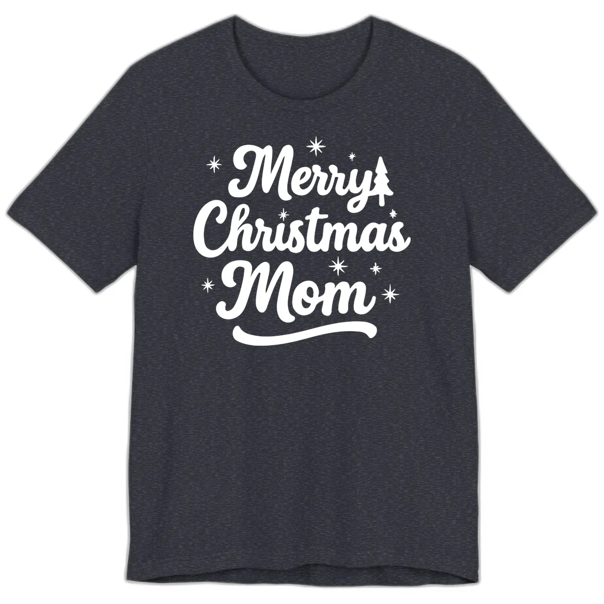 Merry Christmas Mom Script Design Premium T-Shirt in Heather Navy