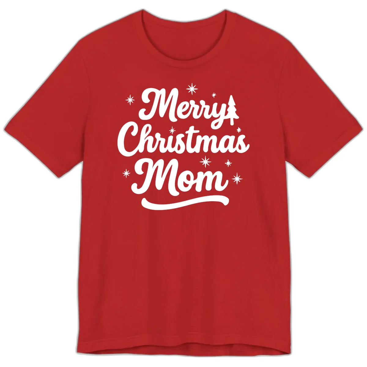 Merry Christmas Mom Script Design Premium T-Shirt in Red