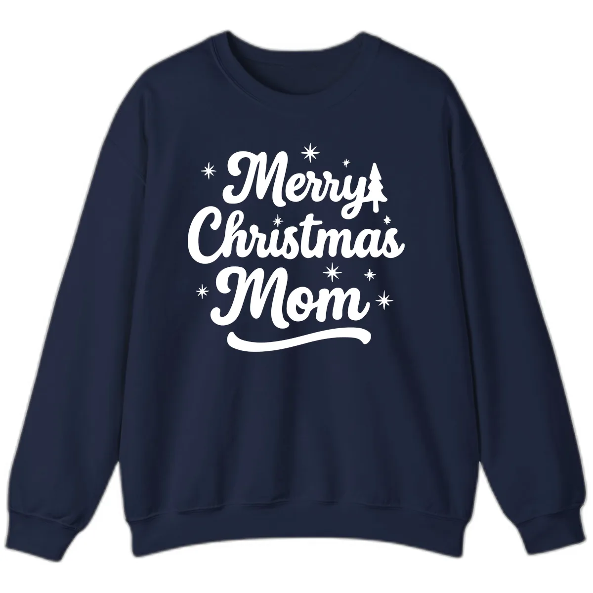 Merry Christmas Mom Script Design Sweatshirt in Navy