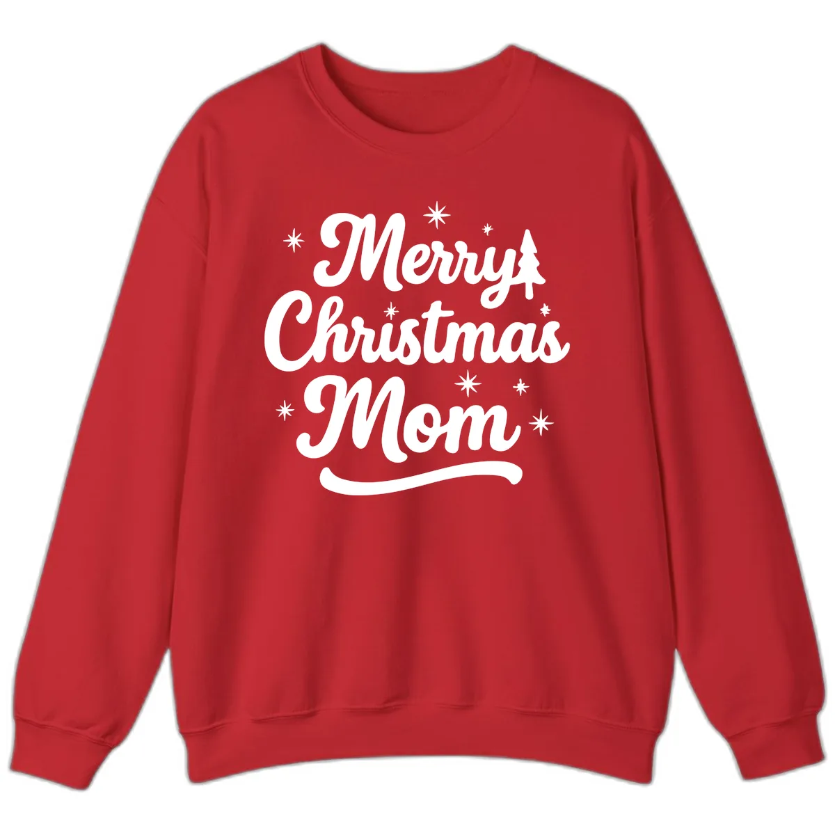 Merry Christmas Mom Script Design Sweatshirt in Red