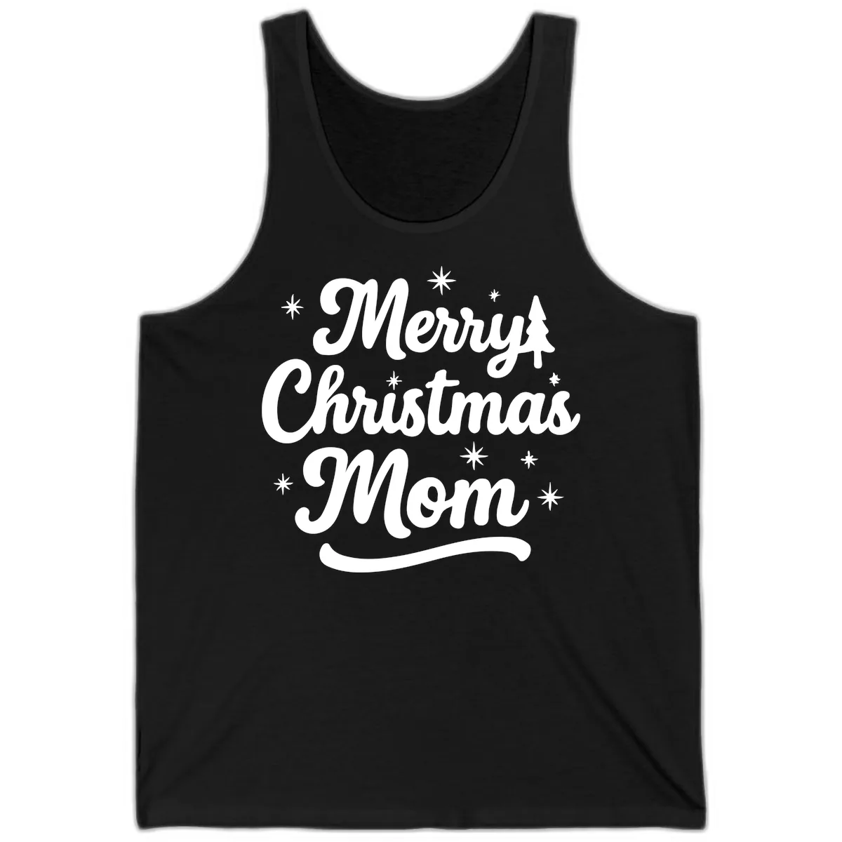 Merry Christmas Mom Script Design Tank in Black