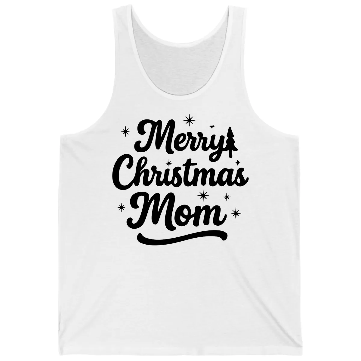 Merry Christmas Mom Script Design Tank in White