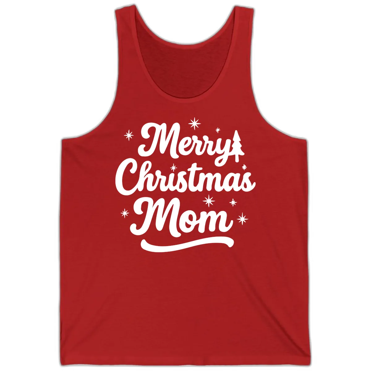 Merry Christmas Mom Script Design Tank in Red