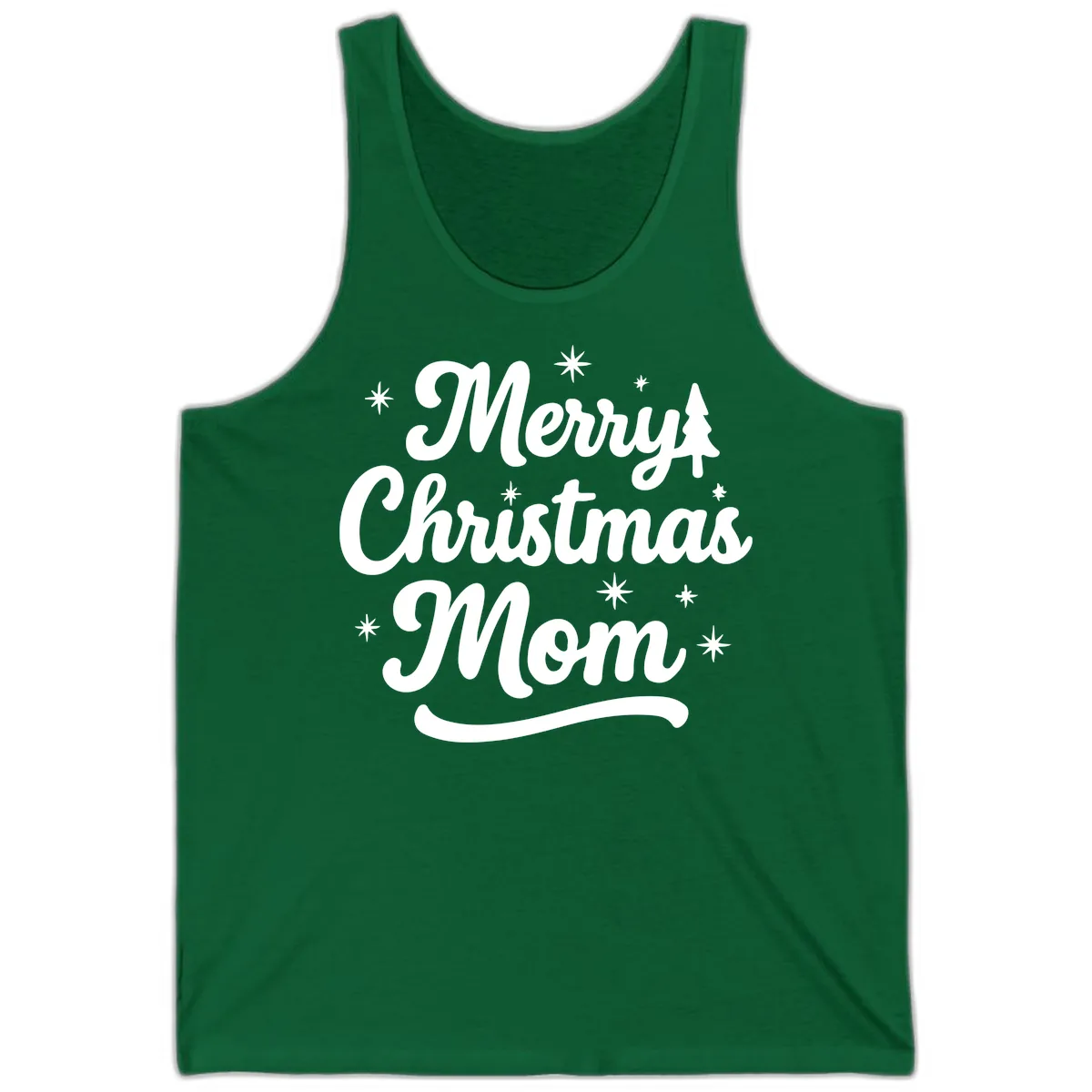 Merry Christmas Mom Script Design Tank in Kelly