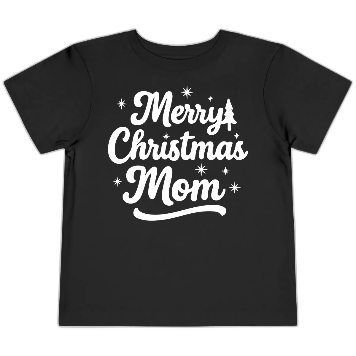 Merry Christmas Mom Script Design Toddler T-Shirt in Black