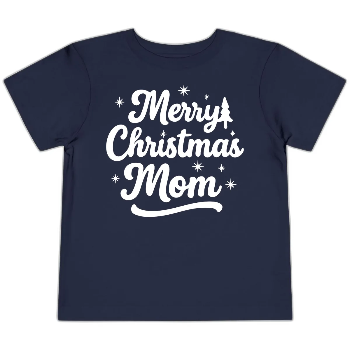 Merry Christmas Mom Script Design Toddler T-Shirt in Navy