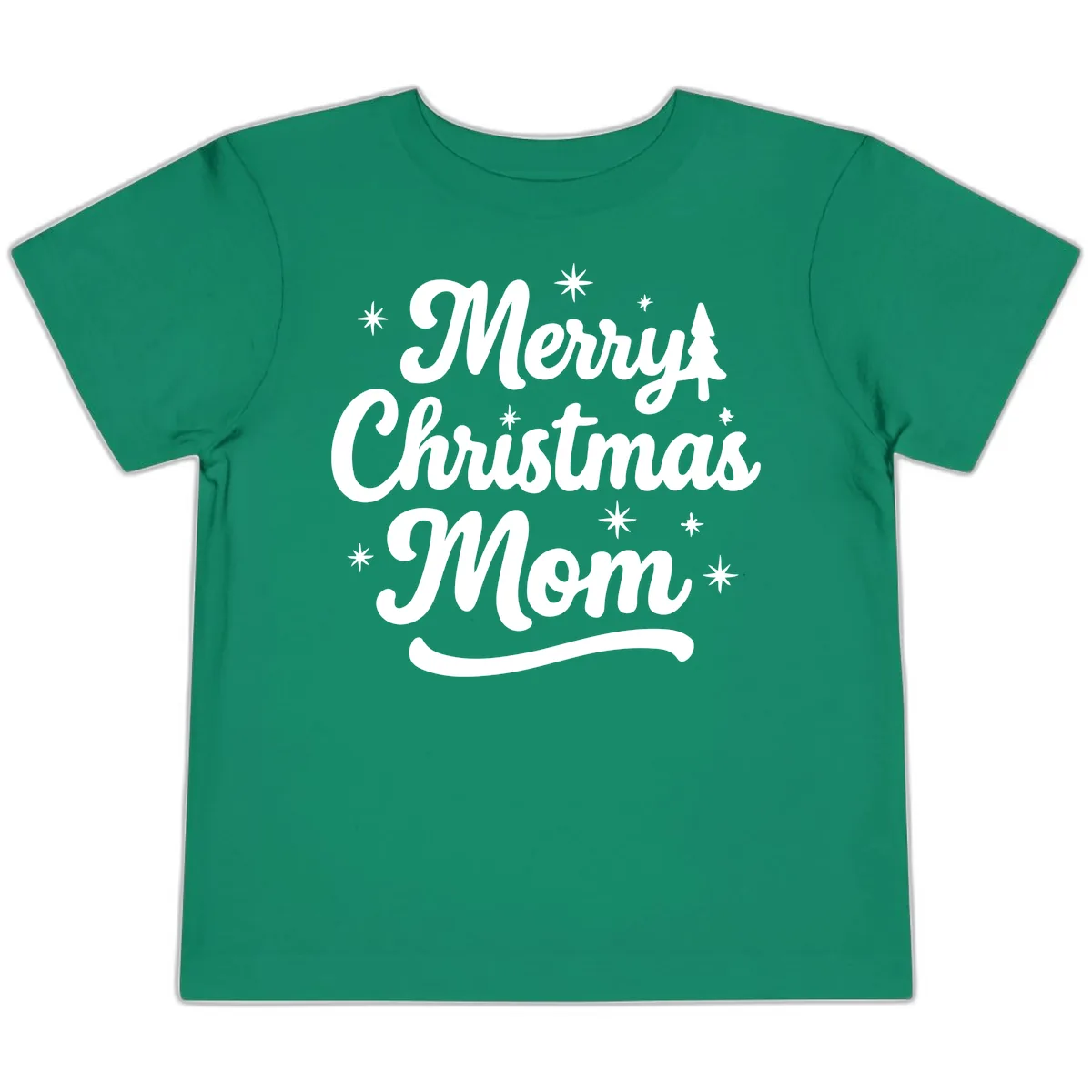 Merry Christmas Mom Script Design Toddler T-Shirt in Kelly