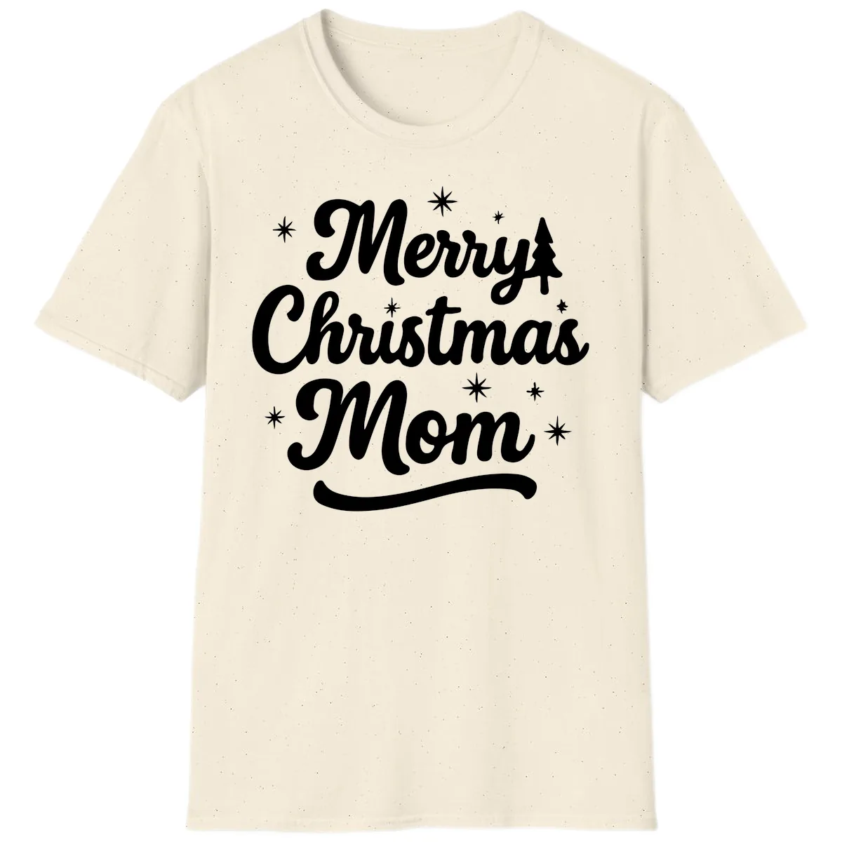 Merry Christmas Mom Script Design T-Shirt in Natural