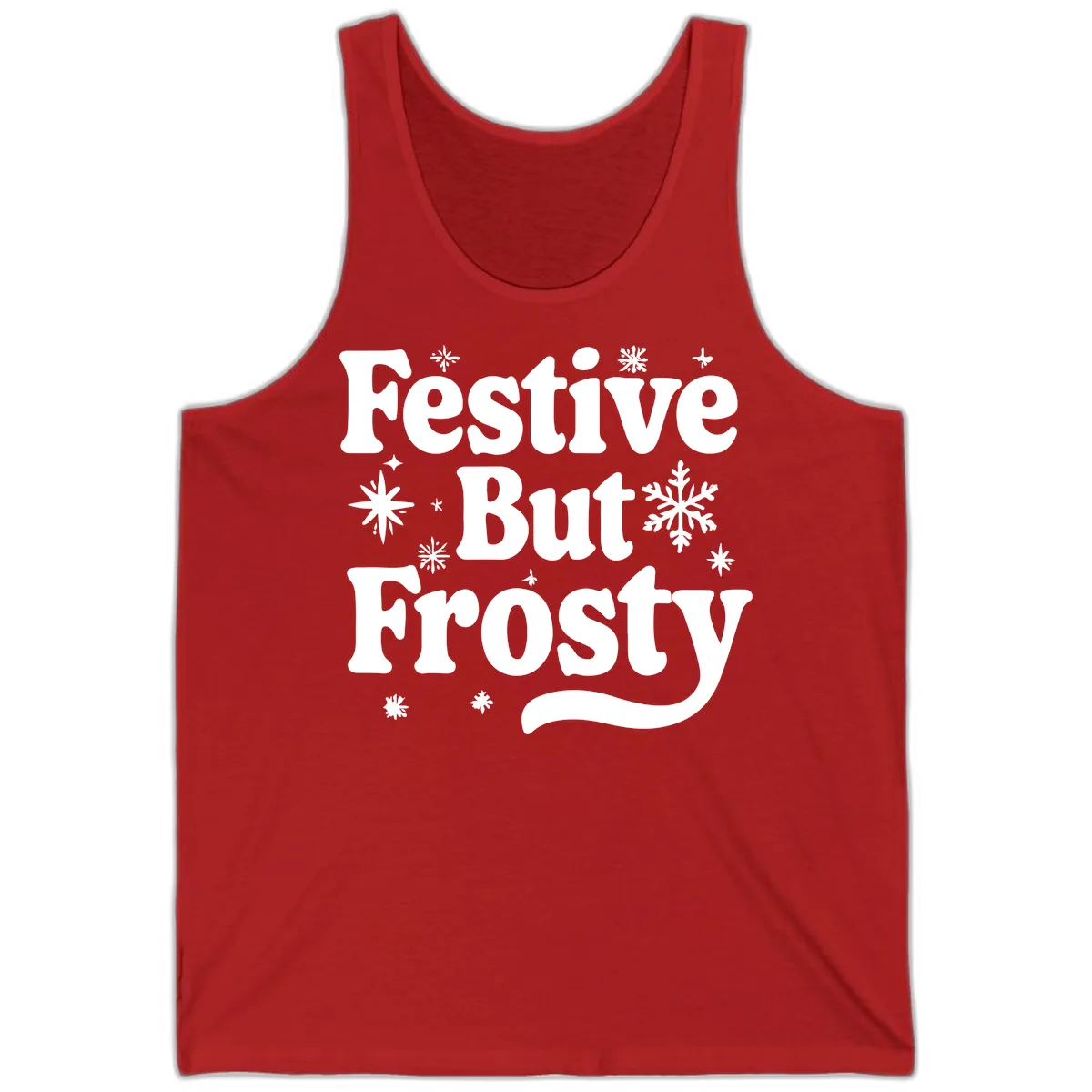 Festive But Frosty Holiday Phrase Tank in Red