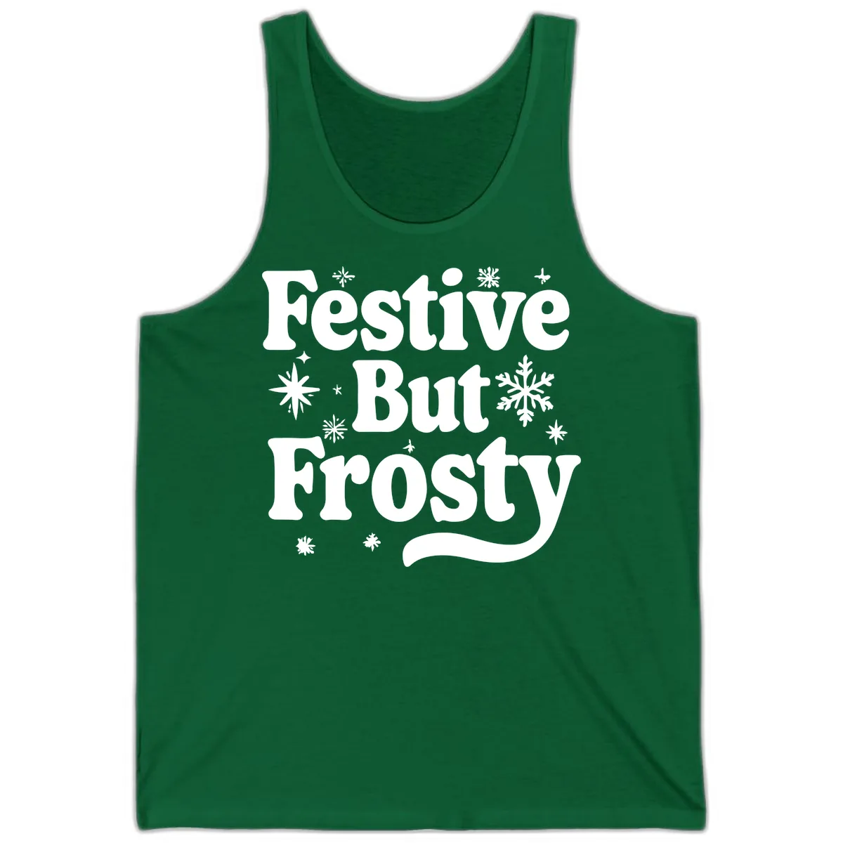 Festive But Frosty Holiday Phrase Tank in Kelly
