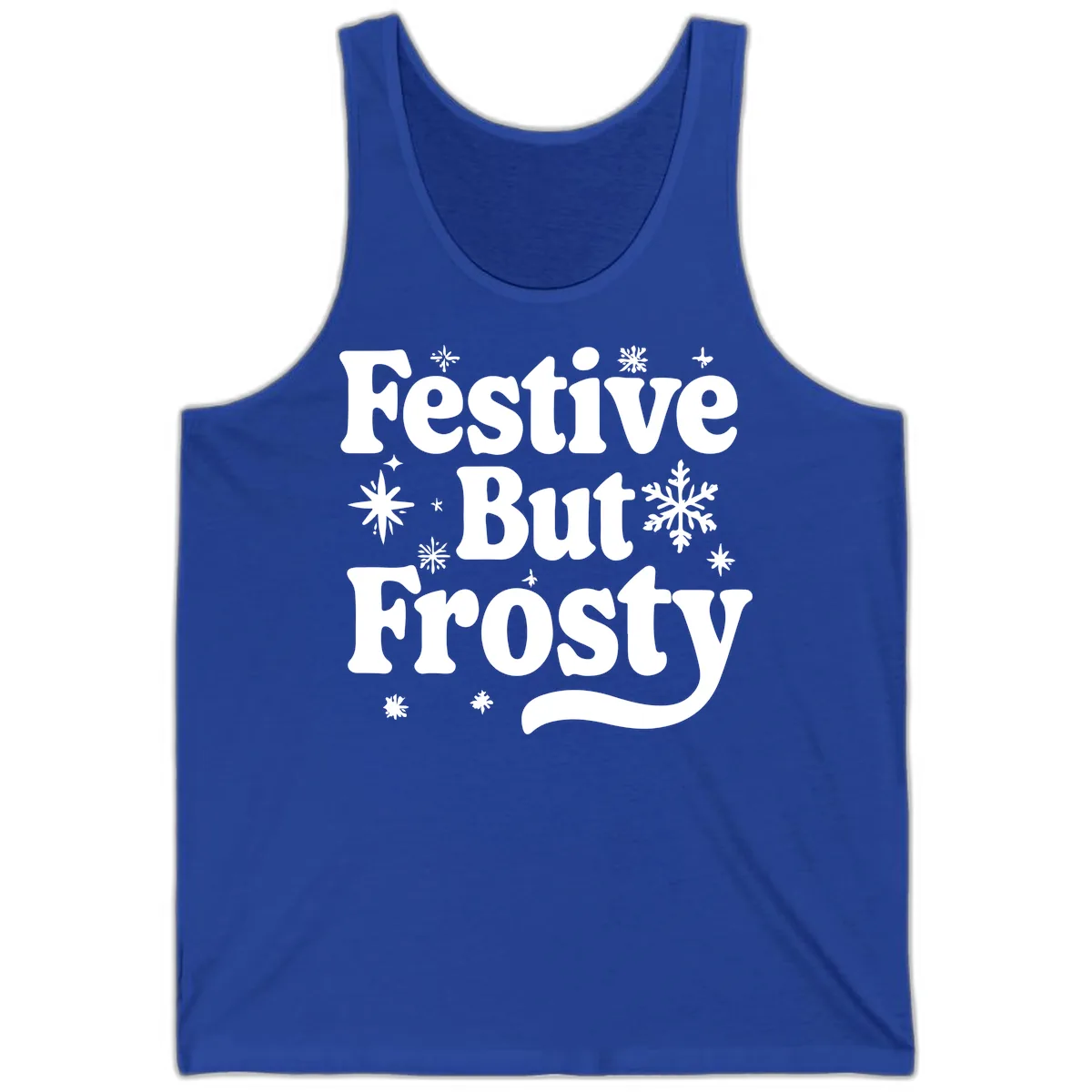 Festive But Frosty Holiday Phrase Tank in True Royal