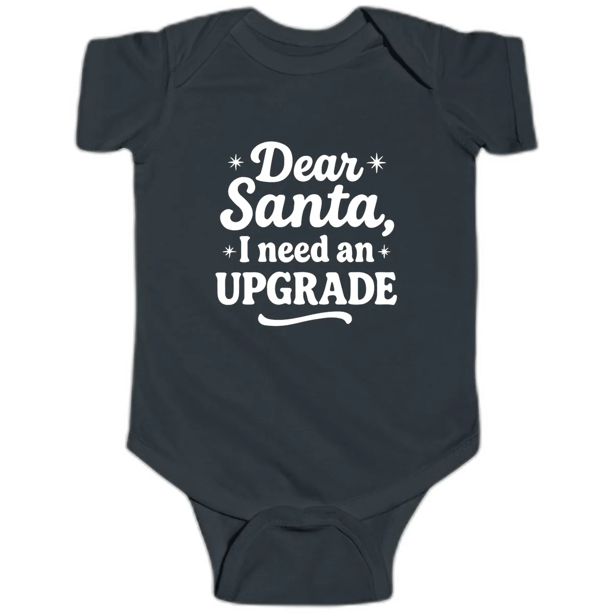 Dear Santa I Need An Upgrade Christmas Baby Onesie in Black