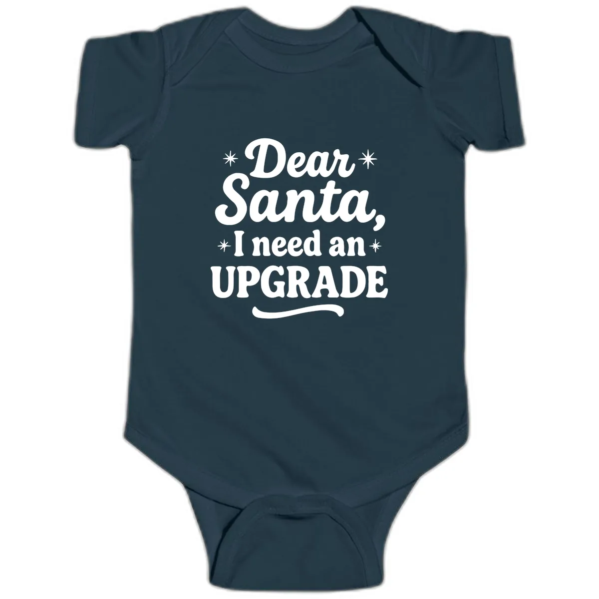 Dear Santa I Need An Upgrade Christmas Baby Onesie in Navy