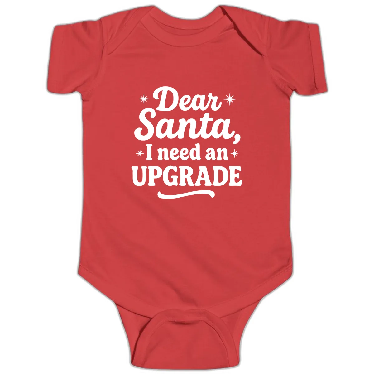 Dear Santa I Need An Upgrade Christmas Baby Onesie in Red