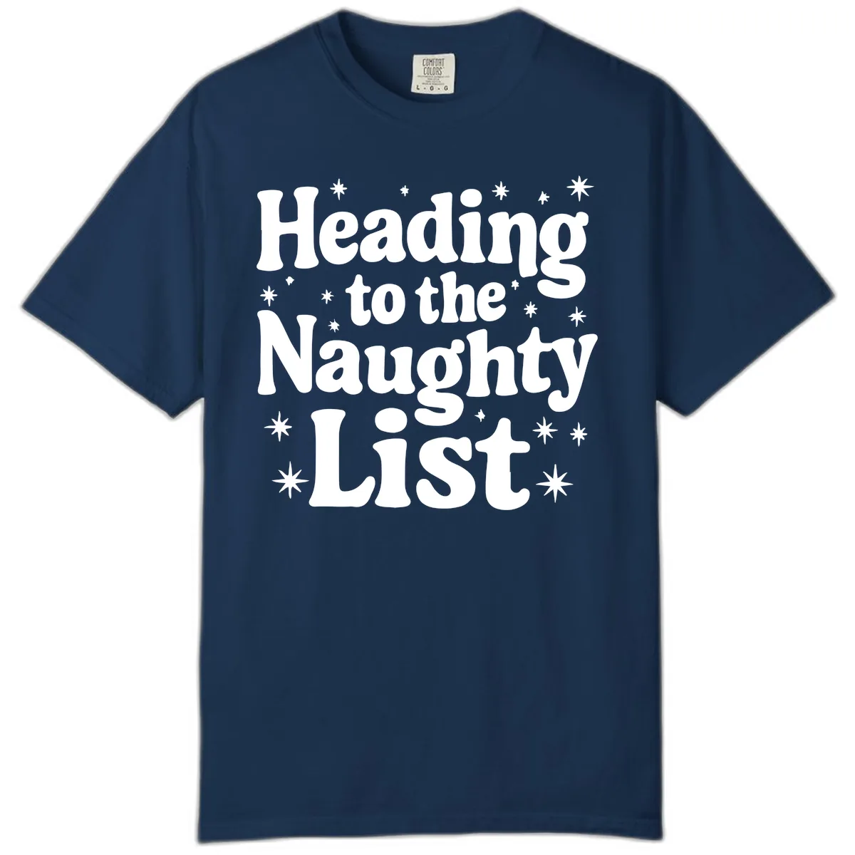 Heading To The Naughty List Comfort Color in Navy