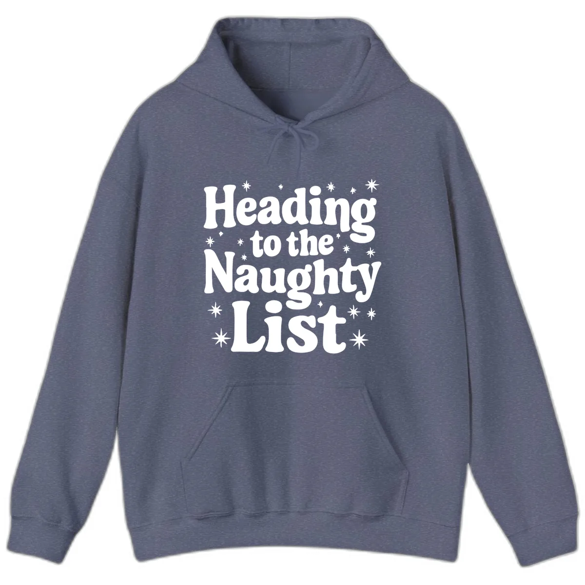 Heading To The Naughty List Hoodie in Heather Navy