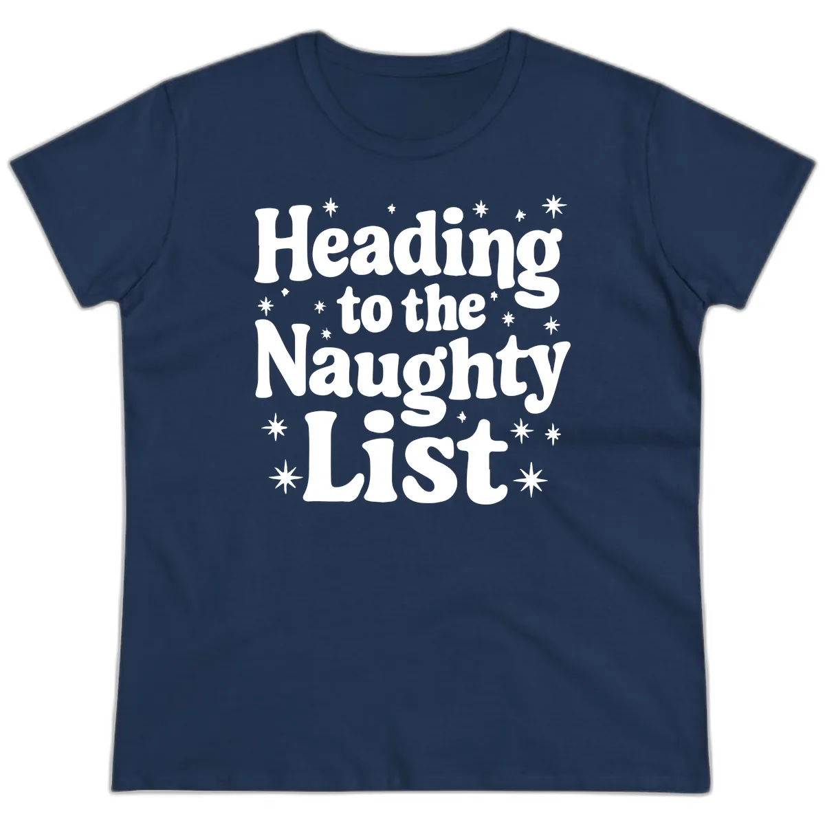 Heading To The Naughty List Ladies Tee in Navy