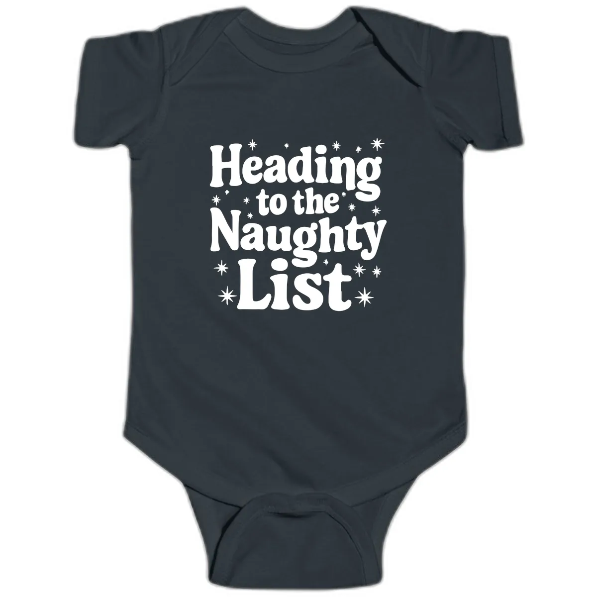 Heading To The Naughty List Baby Onesie in Black