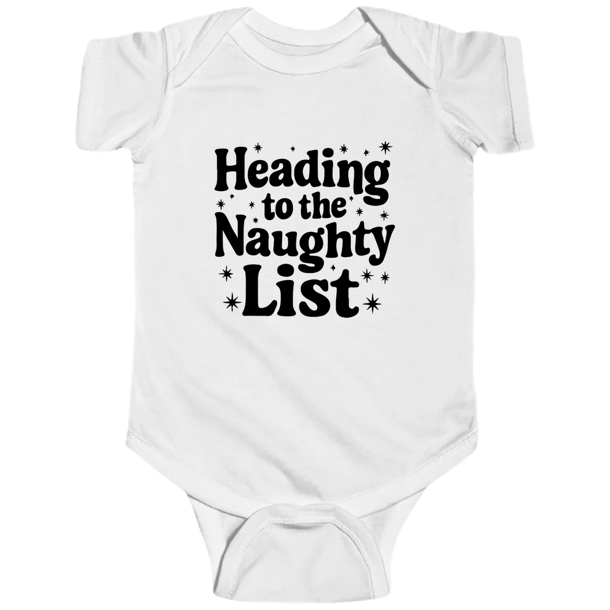 Heading To The Naughty List Baby Onesie in White