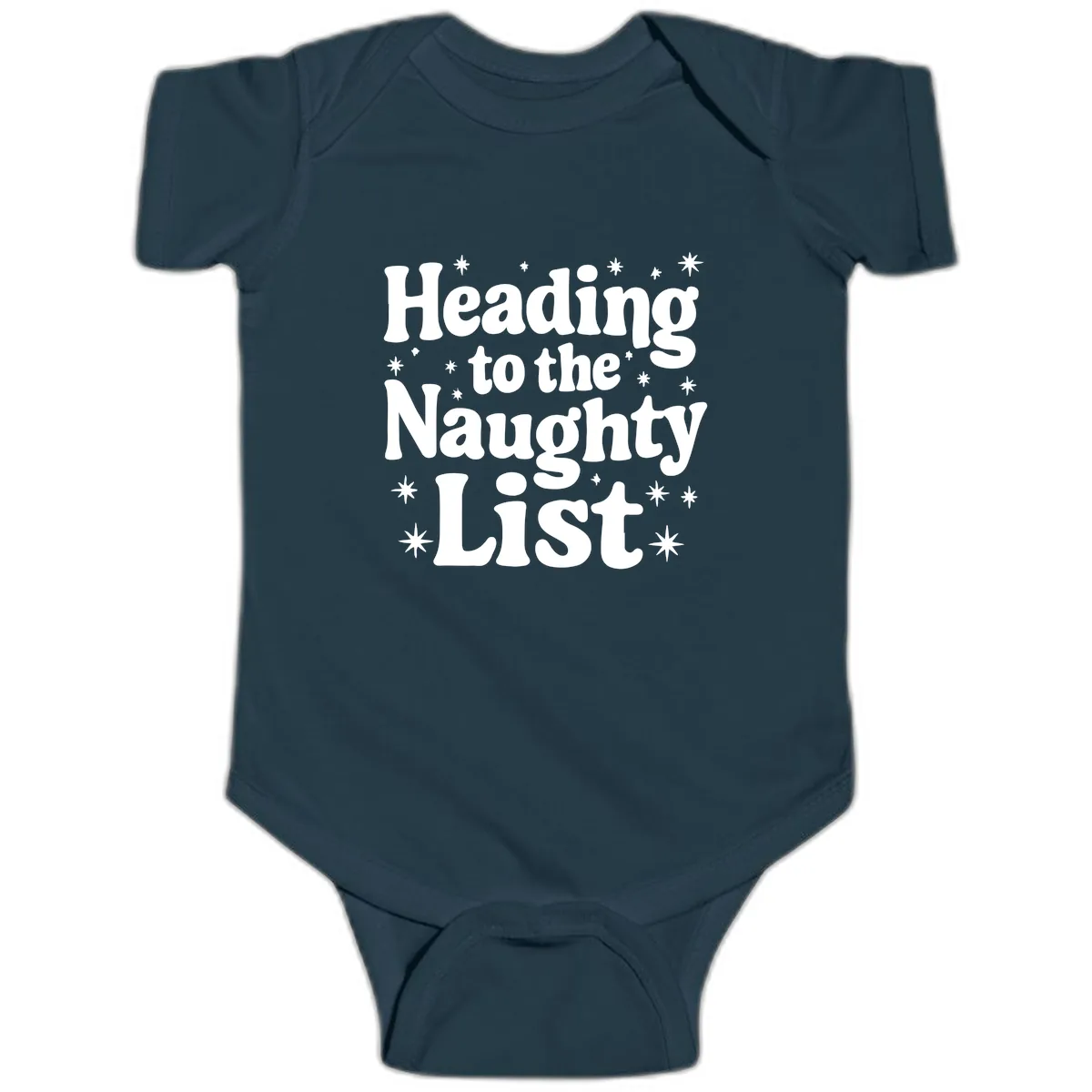 Heading To The Naughty List Baby Onesie in Navy