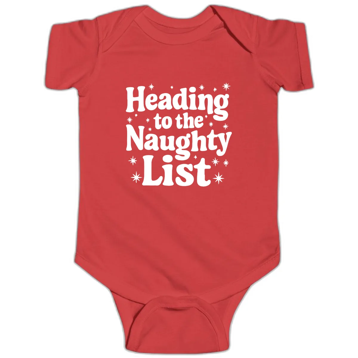 Heading To The Naughty List Baby Onesie in Red