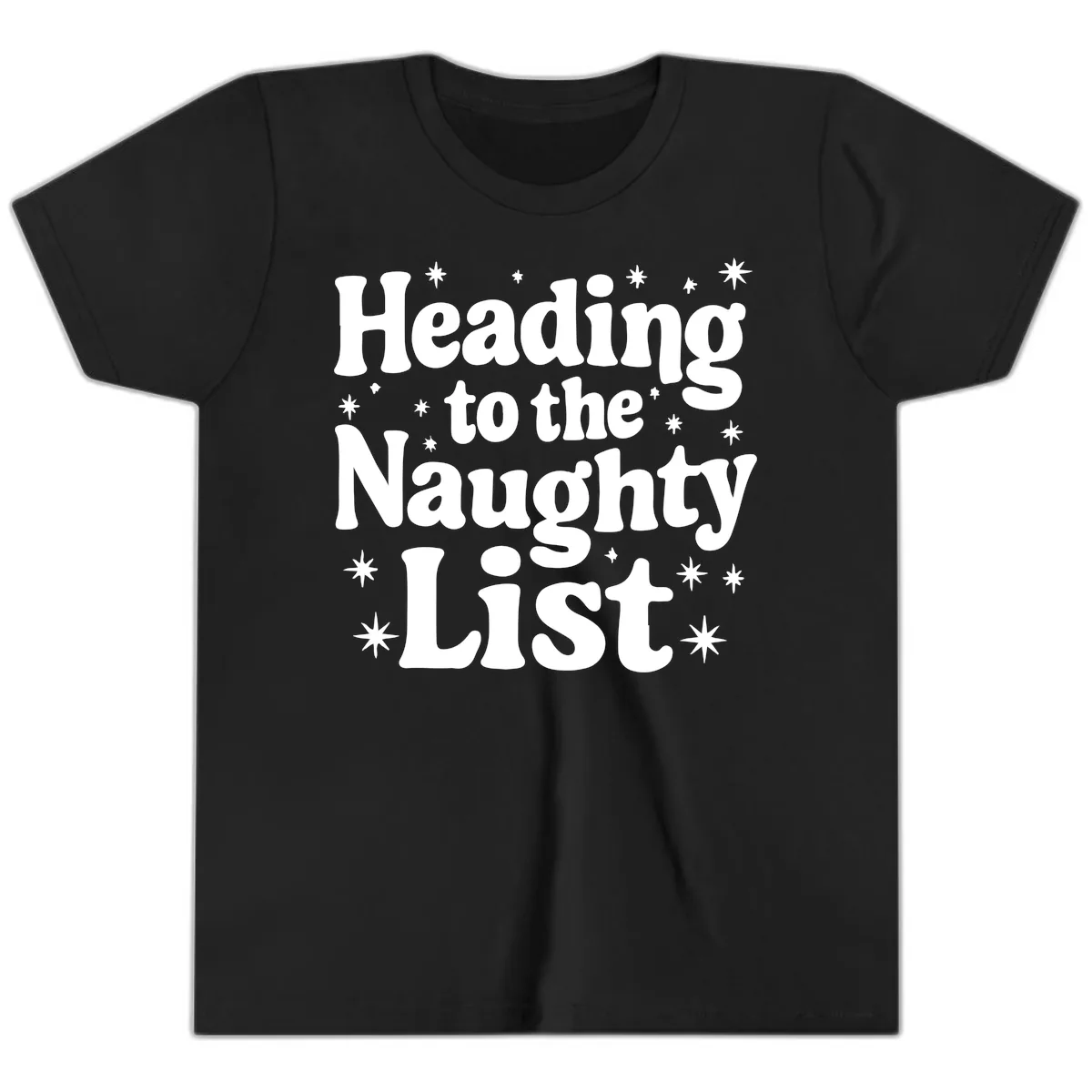 Heading To The Naughty List Youth T-Shirt in Black