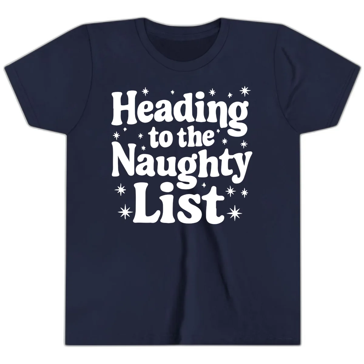 Heading To The Naughty List Youth T-Shirt in Navy