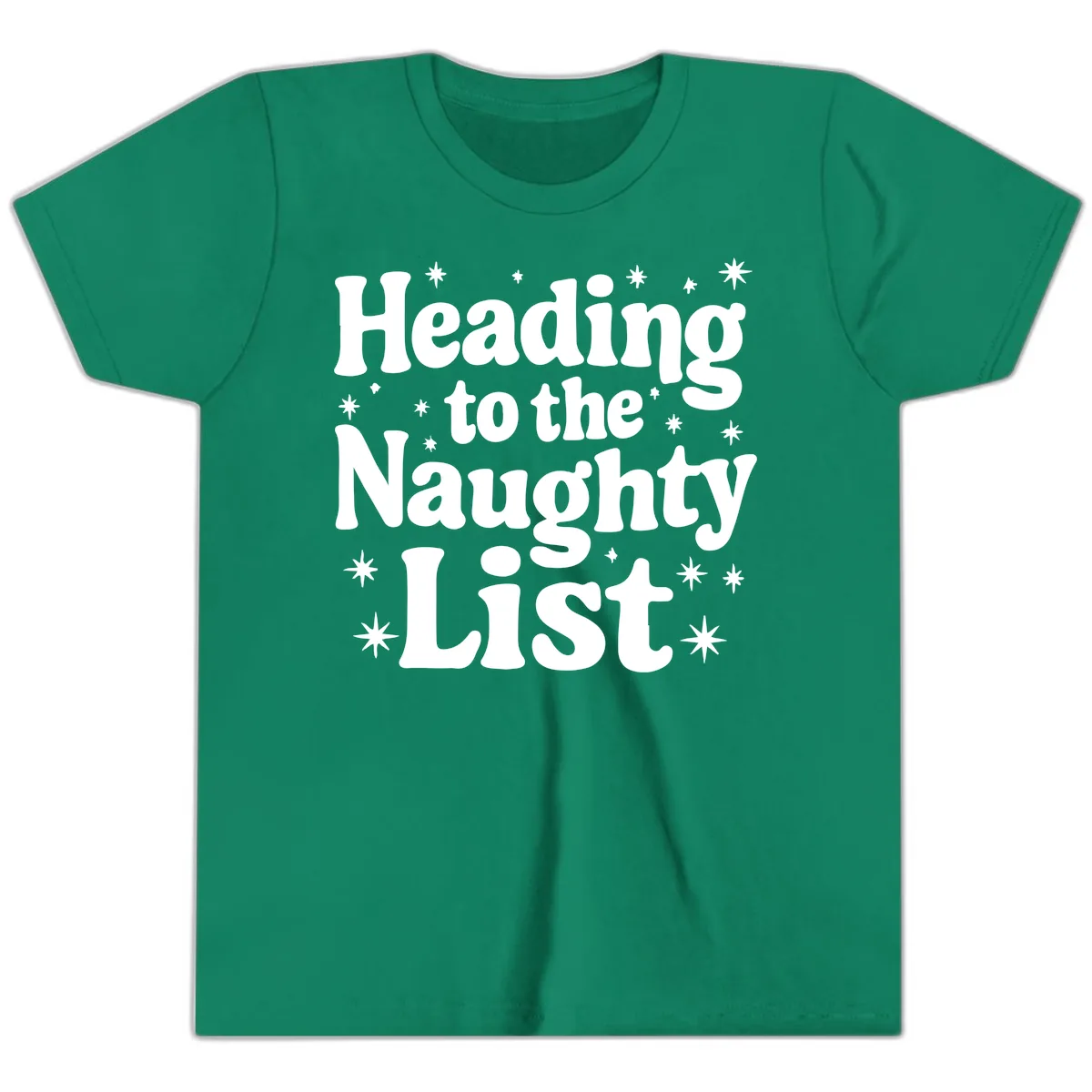 Heading To The Naughty List Youth T-Shirt in Kelly