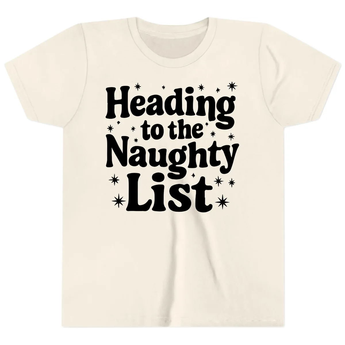 Heading To The Naughty List Youth T-Shirt in Natural