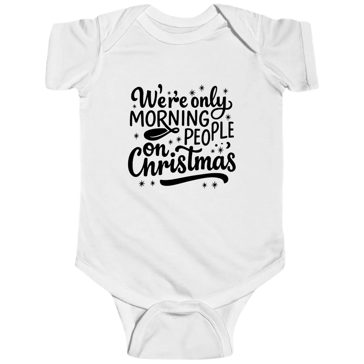 We're Only Morning People On Christmas Baby Onesie in White