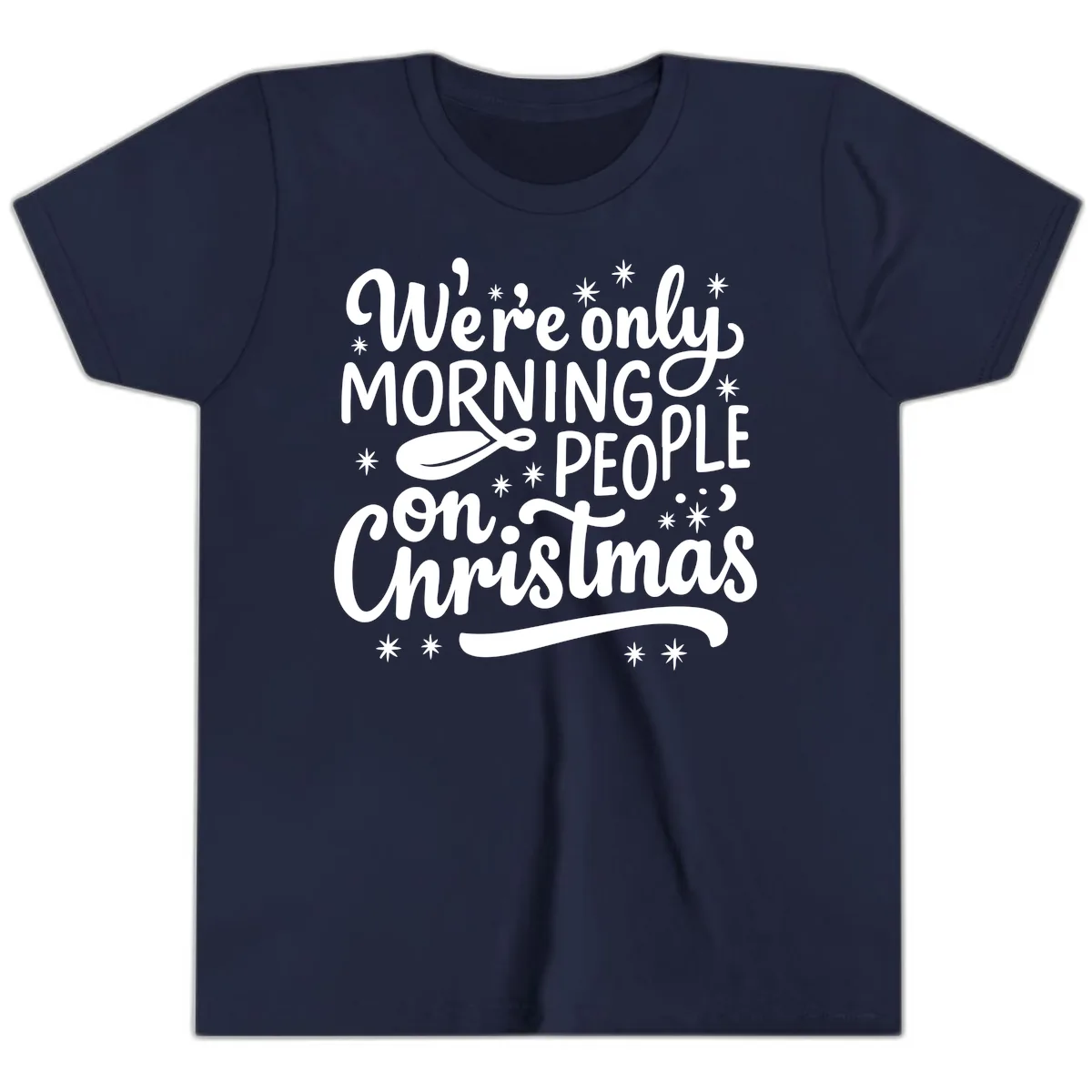 We're Only Morning People On Christmas Youth T-Shirt in Navy