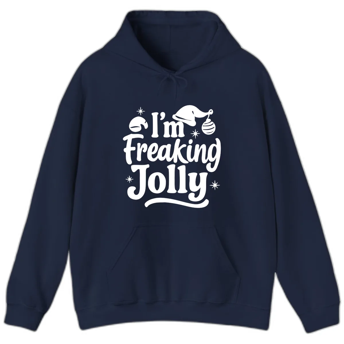 I'm Freaking Jolly Christmas Design Hoodie in Navy