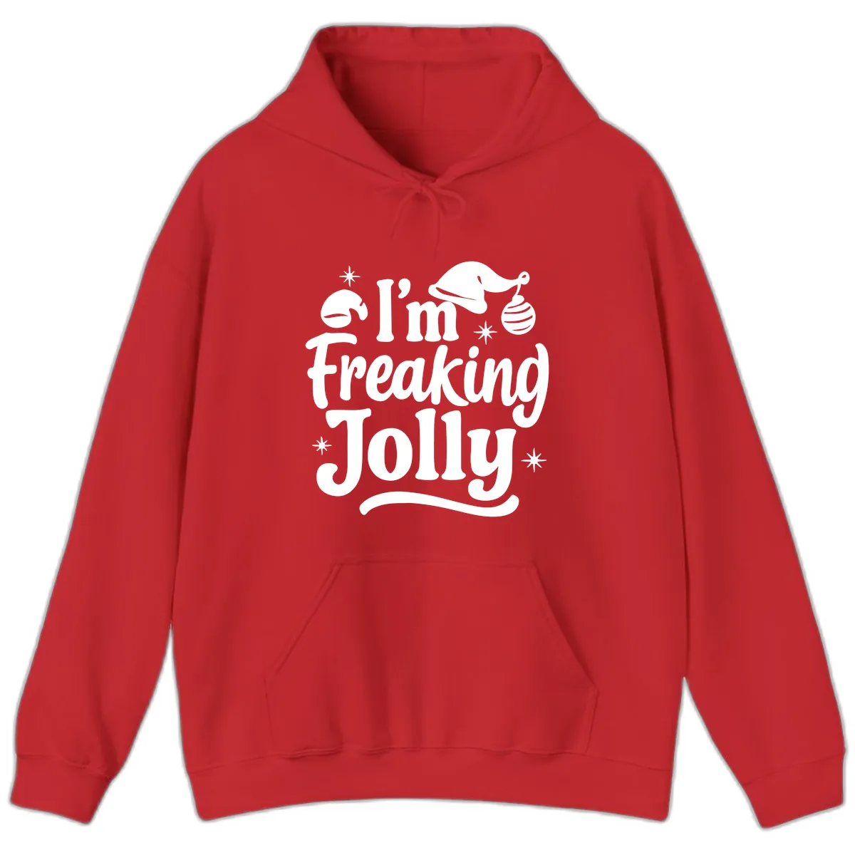I'm Freaking Jolly Christmas Design Hoodie in Red