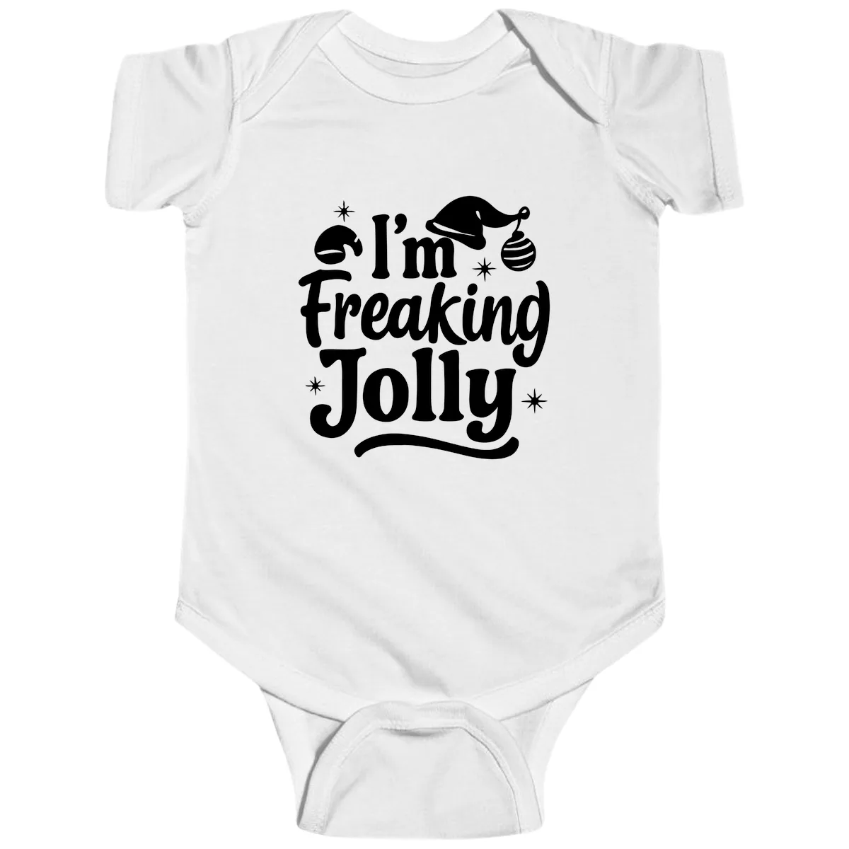 I'm Freaking Jolly Christmas Design Baby Onesie in White