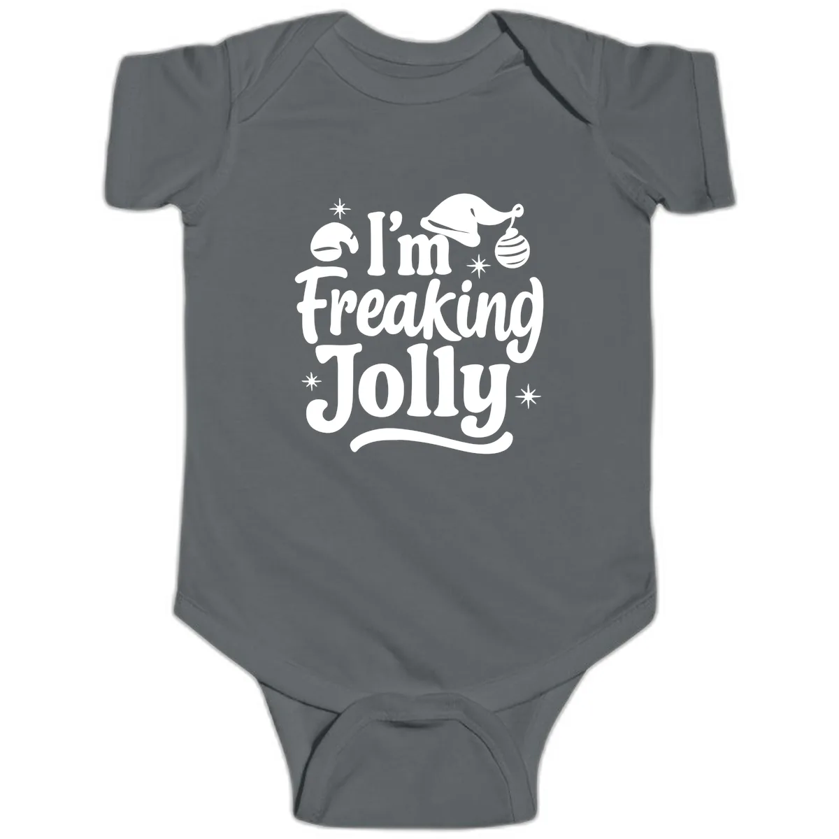 I'm Freaking Jolly Christmas Design Baby Onesie in Charcoal