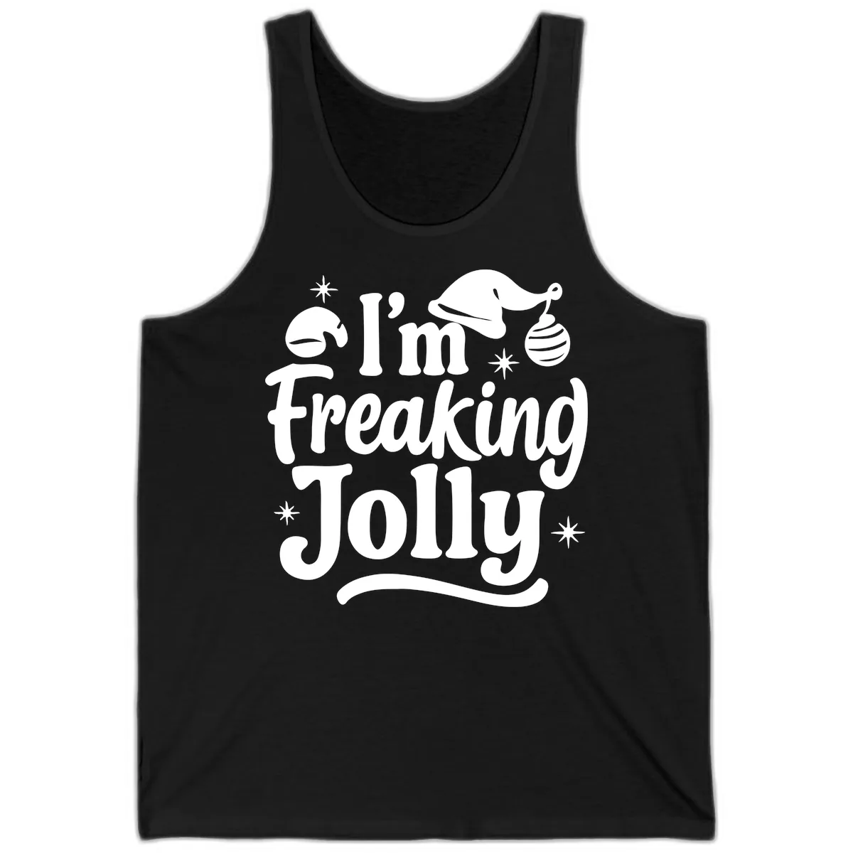 I'm Freaking Jolly Christmas Design Tank in Black