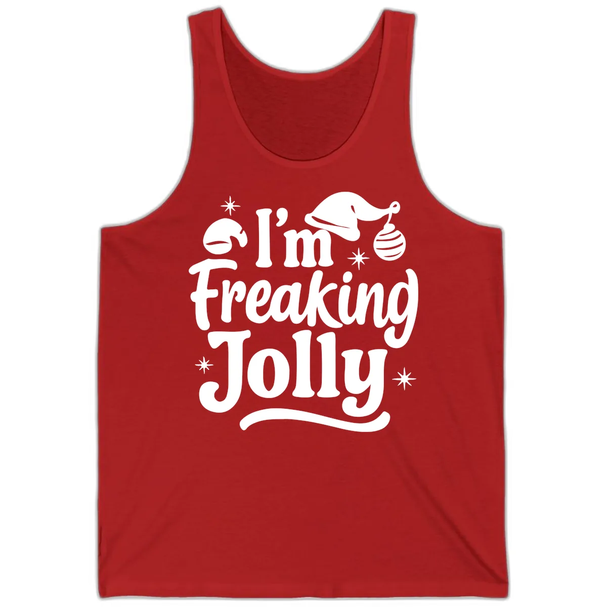 I'm Freaking Jolly Christmas Design Tank in Red
